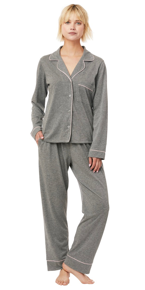 Long Sleeve Classic Knit Pajama Set - Heather Grey – Kiki Bean