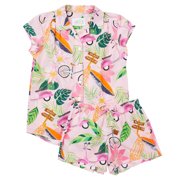 Pajama Short Set - Scooter Print
