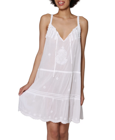 White Cotton Chemise with Embroidery