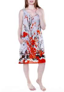 Floral Printed Sleeveless Chemise Nightgown