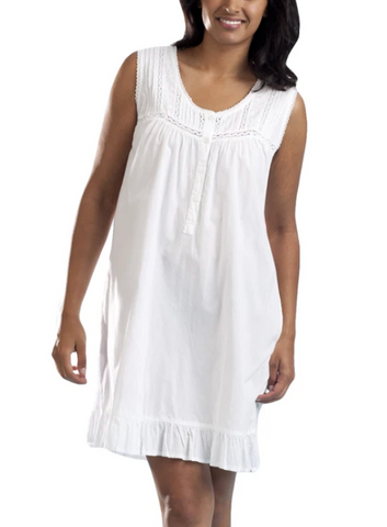 Embroidered Cotton Scoop Neck Chemise