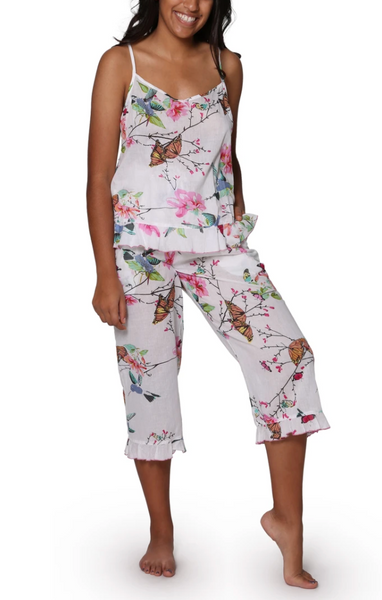 Floral Cotton Pajama Set with Criss Cross Straps