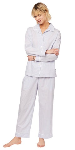 Classic Pajama Set - Blue Stripe Cotton
