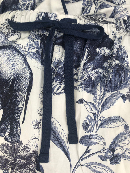 Long Sleeve Classic Pajama Set - Elephant Safari Toile Print