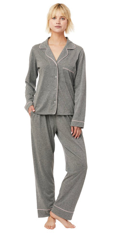 Long Sleeve Classic Knit Pajama Set - Heather Grey