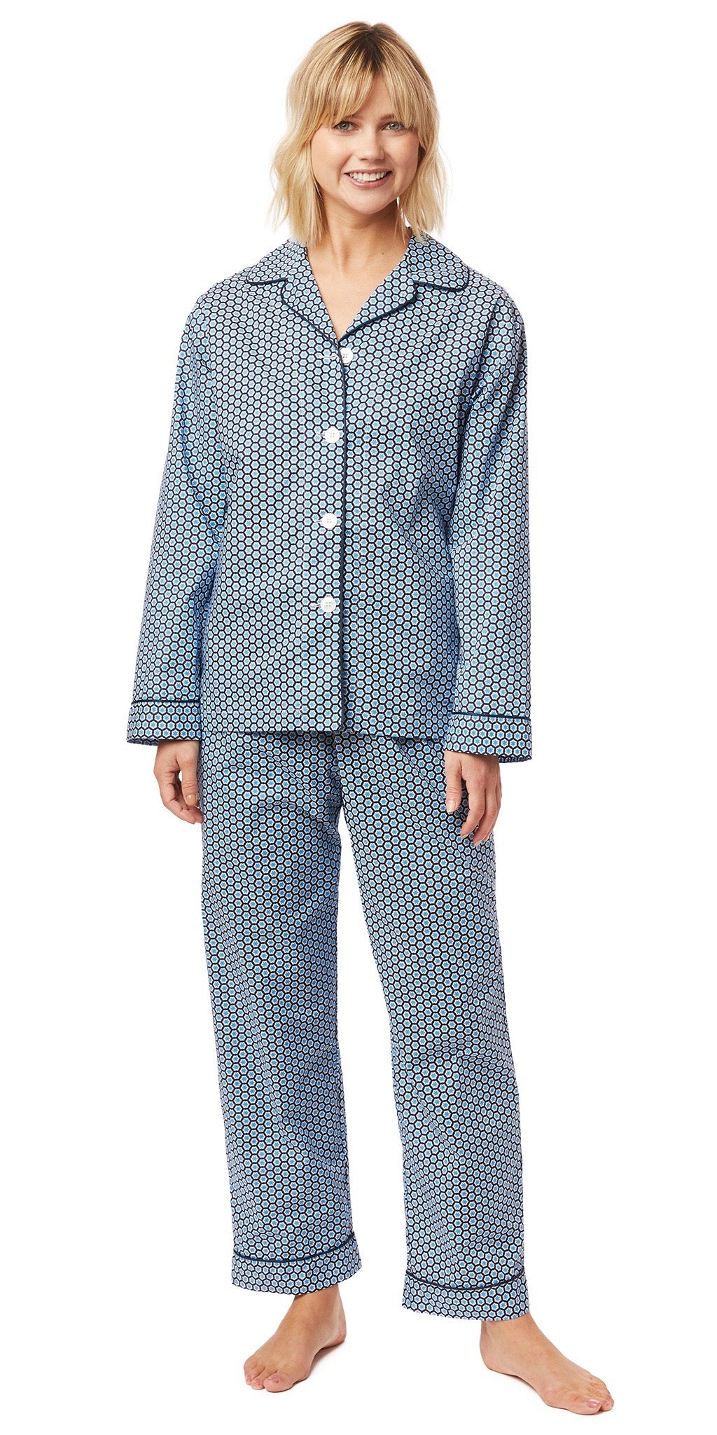 The Cat's Pajamas Women's Woodside Pima Knit Classic Pajama Set