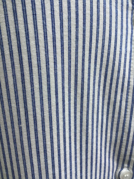 Long-Sleeve Cotton Knit Night Shirt - Blue Simple Stripe