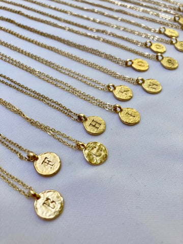 Gold-Plated Stamped Initial Letter Necklace