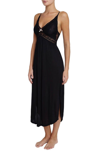 Eberjey Colette Madame Long Gown - Black & Navy