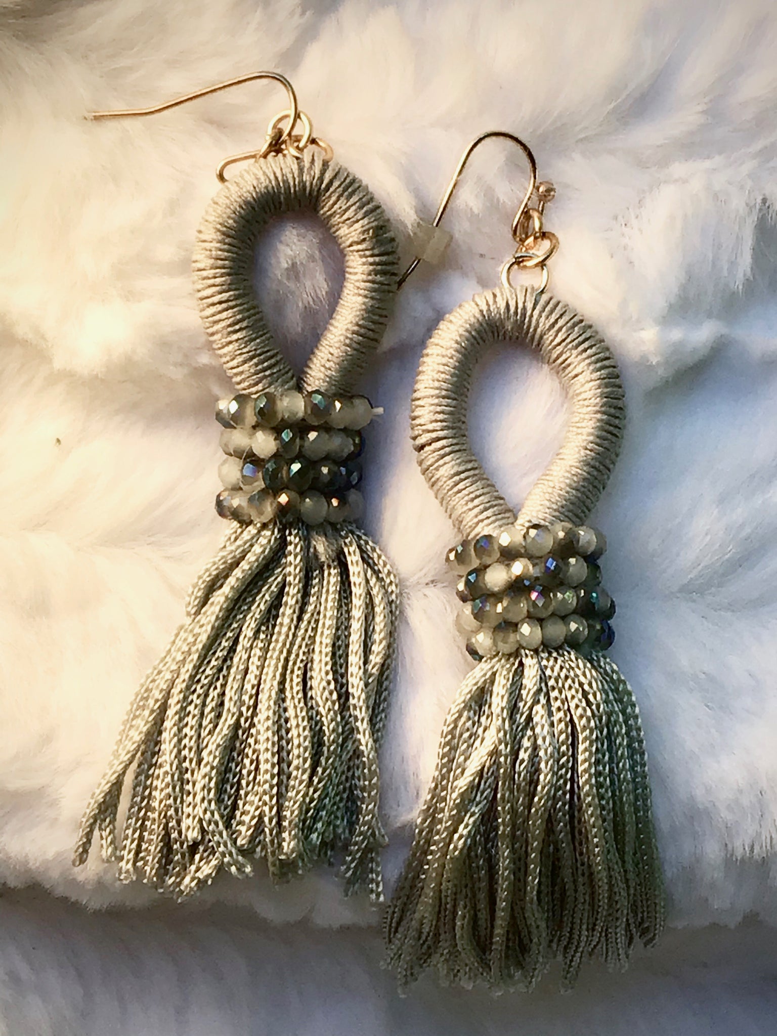 Catherine Popesco Dove Grey Tassel Earring