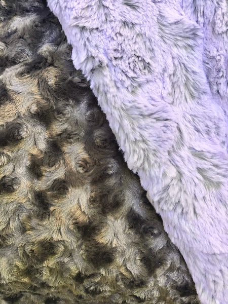 Faux Fur Pink & Charcoal Rosebud Oversized Throw