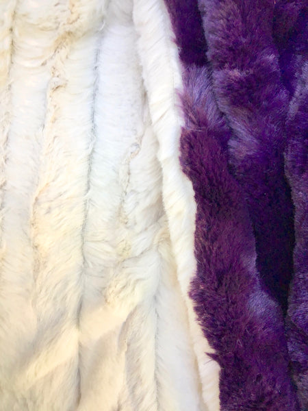 Faux Fur Plum and Ivory Mink Stripe