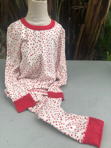 Kids Long-Sleeve Knit Pajama Set - Red Confetti