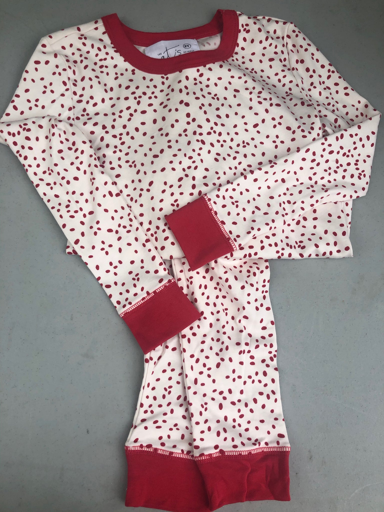 Kids Long-Sleeve Knit Pajama Set - Red Confetti