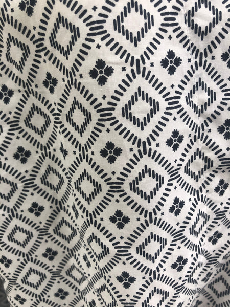 Long Sleeve Classic Pajama Set - Diamond Black Fine Print Pattern