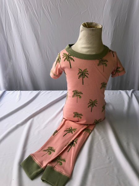 Kids Cotton Pajama Set - Pink Canary Palm