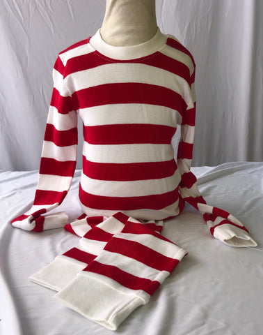 Long John Kids Pajama Set - Broad Red Stripe