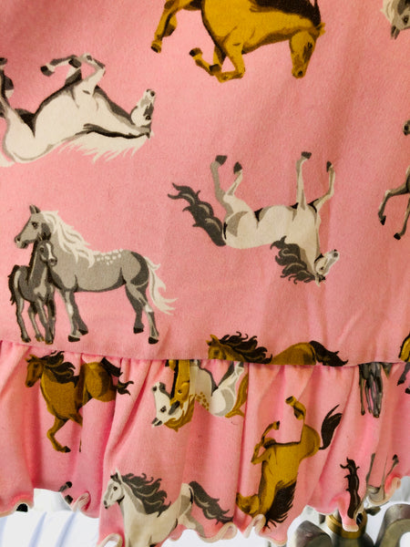 Girls Puffed Sleeved Nightgown - Horse Print