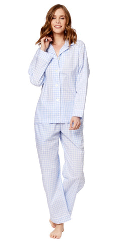Long Sleeve Classic Pajama Set - Powder Blue Gingham