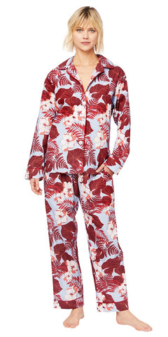 Long Sleeve Classic Pajama Set - Aloha Red and Purple Floral Print