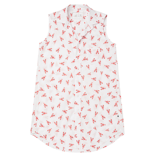 Sleeveless Pima Cotton Night Shirt - Lobster Top Hat