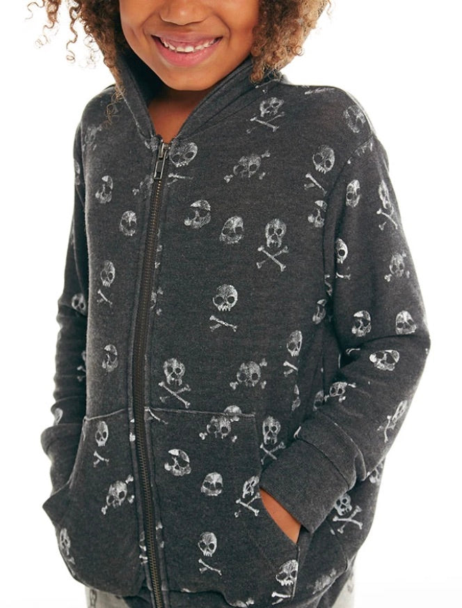 Skull Zip Tweens Fleece Hoodie