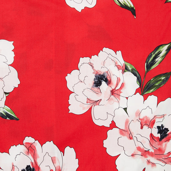 Long Sleeve Classic Pajama Set - Peony Red Floral Print
