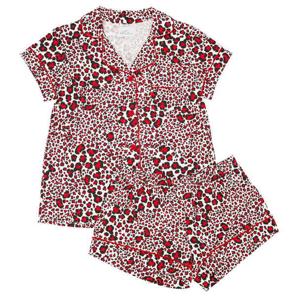 Pajama Short Set - Red Leopard