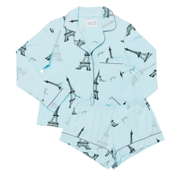 Pajama Short Set - Tiffany Blue Eiffel