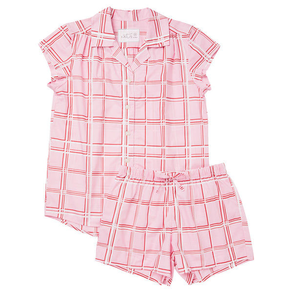 Pajama Short Set - Pink Check
