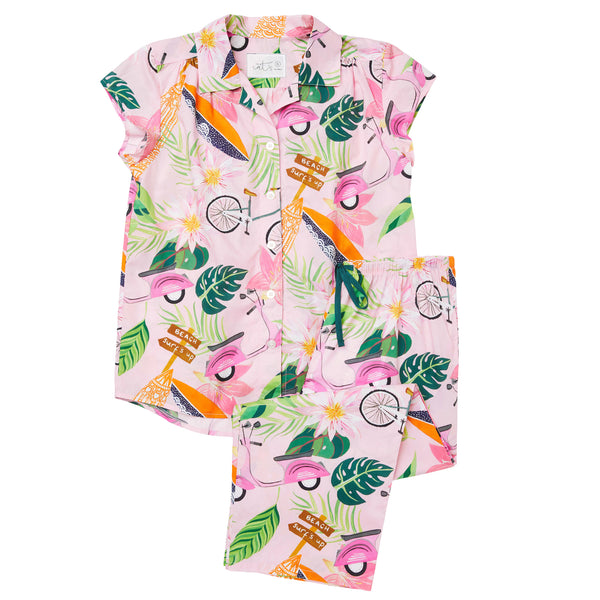 Capri Pajama Set - Scooter Adventure Print