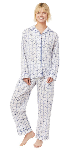 Long Sleeve Classic Pajama Set - Anchors Away Print