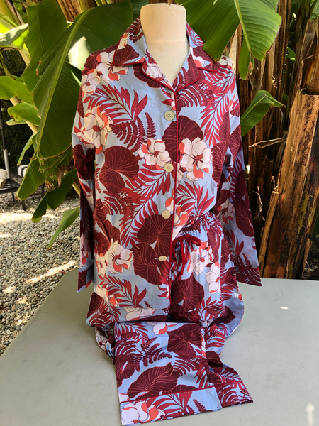 Long Sleeve Classic Pajama Set - Aloha Red and Purple Floral Print