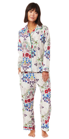 Long Sleeve Classic Pajama Set - Floral Deco Print