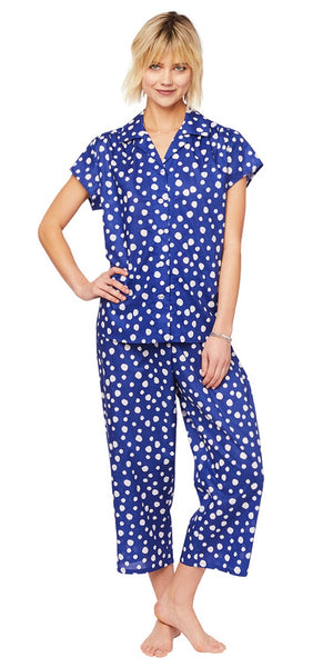 Capri Pajama Set - Blue Polka Dots