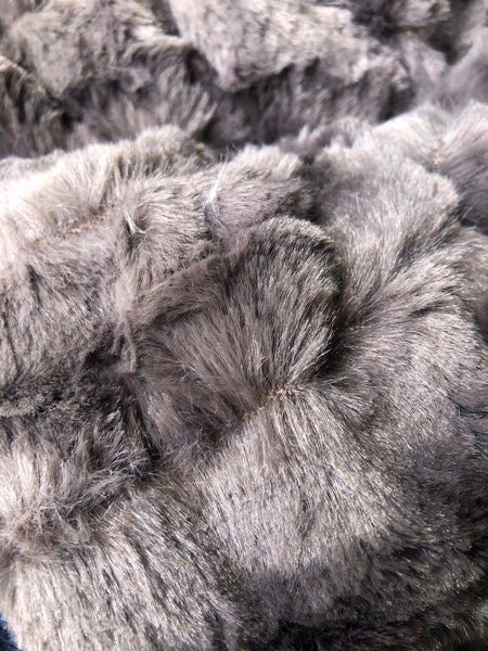Faux Fur Navy / Charcoal Grey Throw