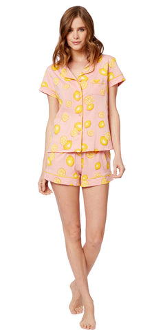 Pajama Short Set - Lemon Print