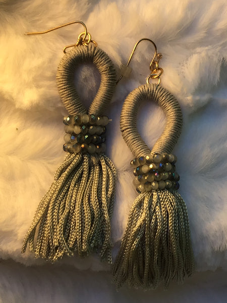 Catherine Popesco Dove Grey Tassel Earring