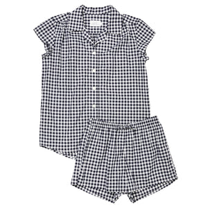 Pajama Short Set - Dark Navy Gingham