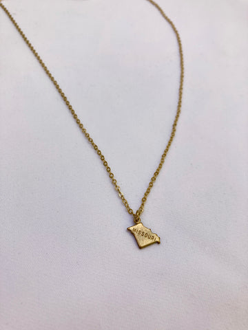 State of Missouri Gold Charm Necklace
