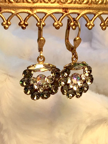 Catherine Popesco Swarovski Drop Earring in Shade and Crystal Clear