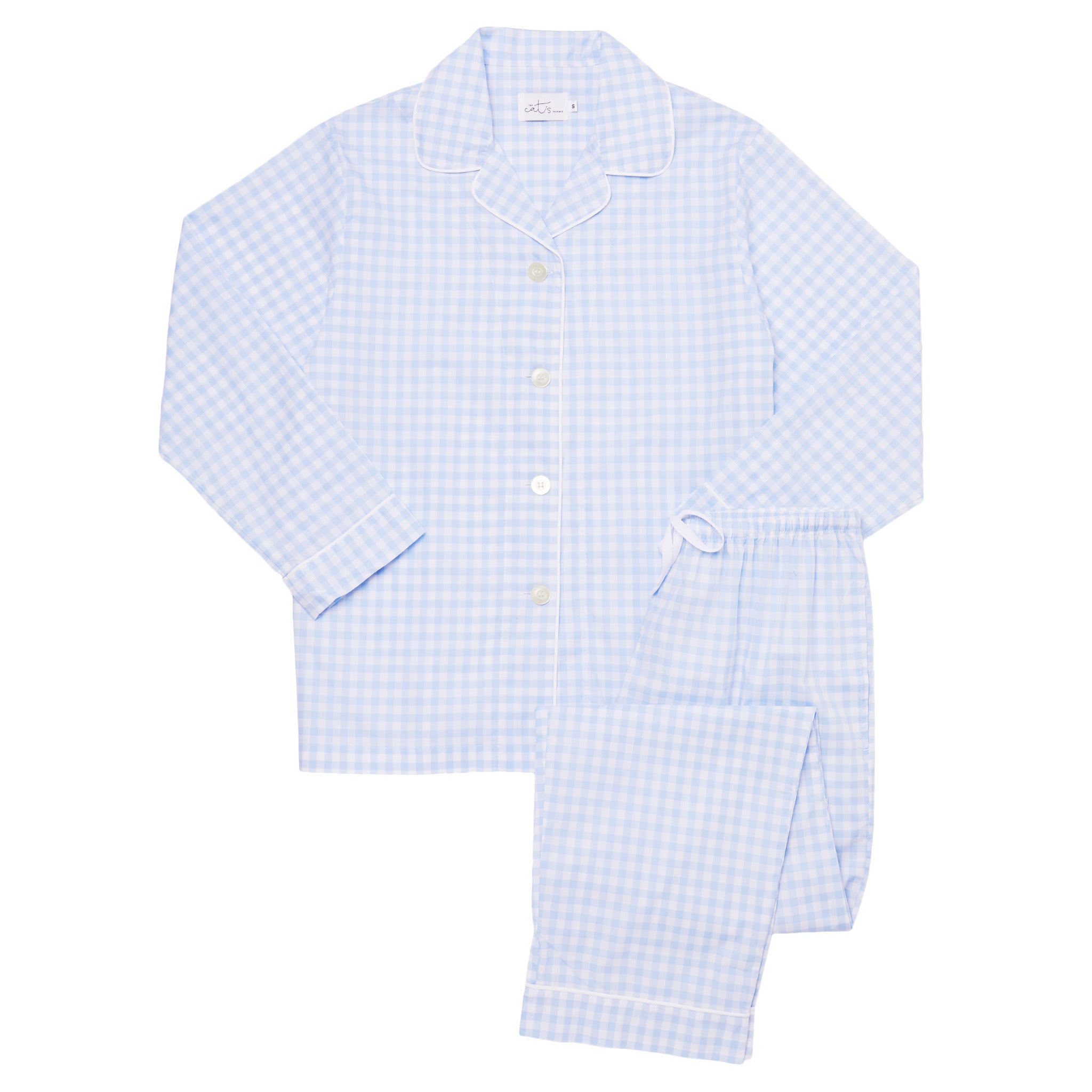 Long Sleeve Classic Pajama Set - Powder Blue Gingham