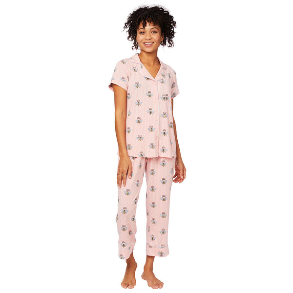 Capri Knit Pajama Set - Queen Bee in Pink or Blue