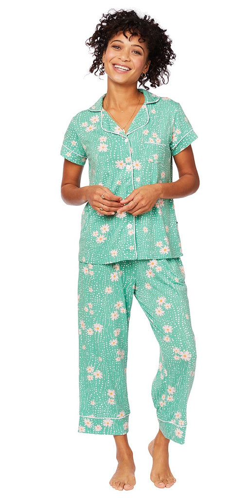 Capri Pant Pajama Set - Lazy Daisy Green – Kiki Bean