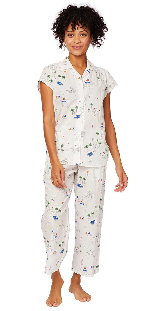 Capri Pajama Set - Beach Print – Kiki Bean